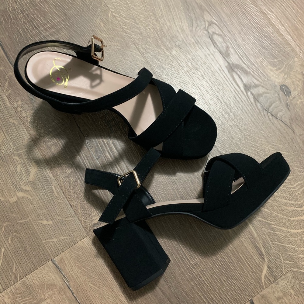 Black block heels